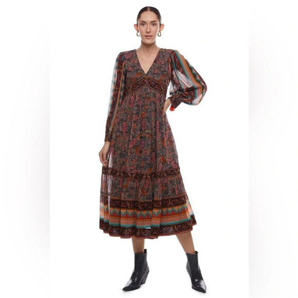 NWT Verb by Pallavi Singhee floral printed midi dress Sz Small - Picture 2 of 13